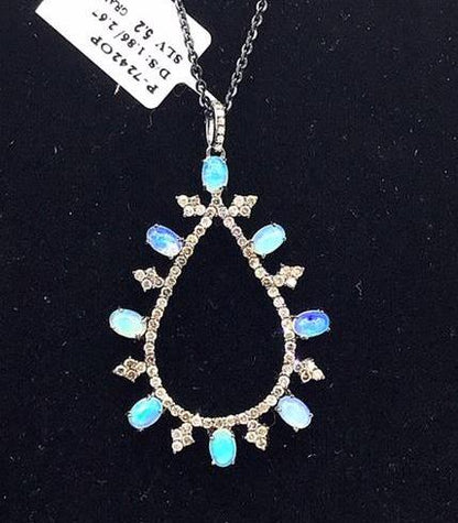 Pear Shape Diamond Pendant With Gemstones