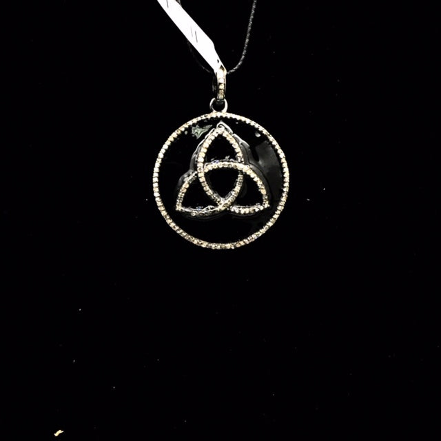 Round Fancy Diamond Enamel Pendant