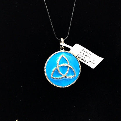 Round Fancy Diamond Enamel Pendant