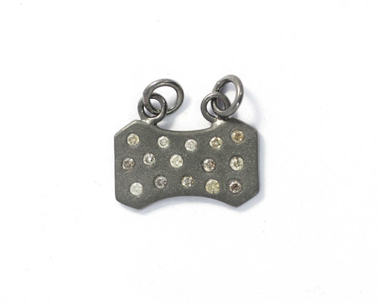 Clipart Shape Diamond Pendant .925 Oxidized Sterling Silver Diamond Pendant, Genuine handmade pave diamond Pendant.