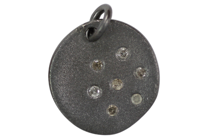 Round Shape Silver Pave Diamond Pendant .925 Oxidized Sterling Silver Diamond Pendant, Genuine handmade pave diamond Pendant Size 15 MM