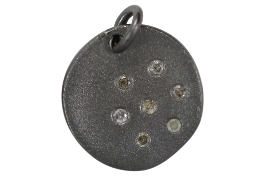 Round Shape Silver Pave Diamond Pendant .925 Oxidized Sterling Silver Diamond Pendant, Genuine handmade pave diamond Pendant Size 15 MM