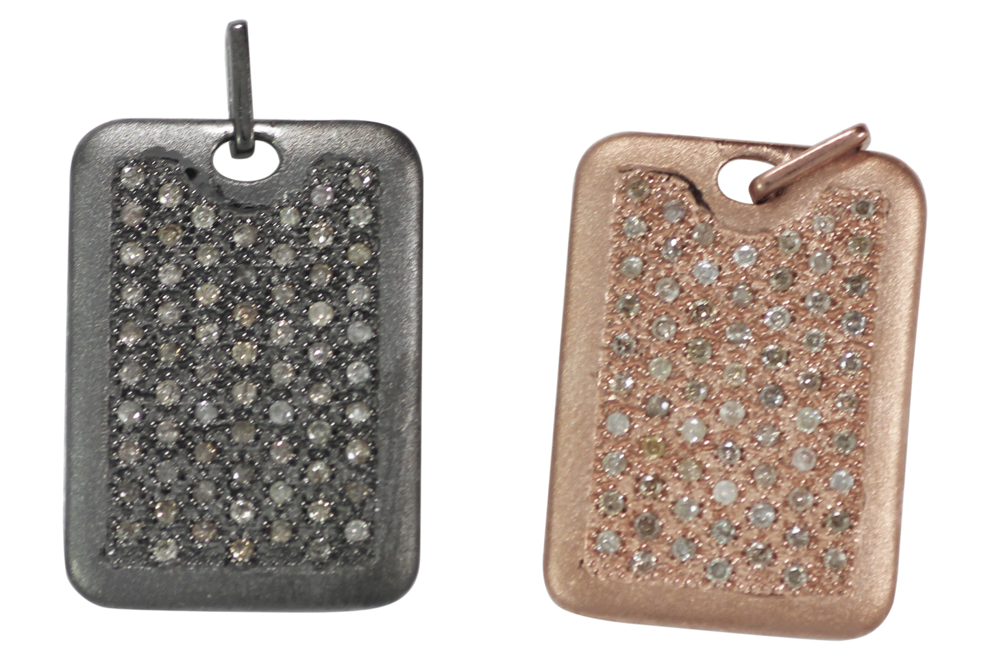 Rectangle Shape Silver Pave Diamond Pendant