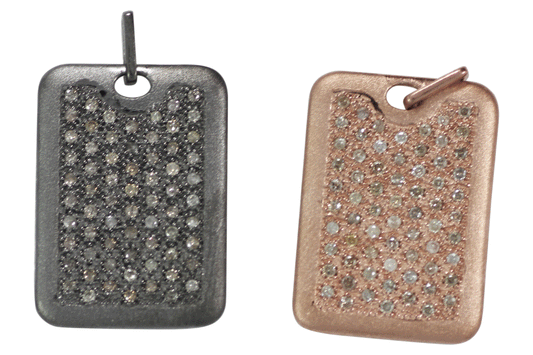 Rectangle Shape Silver Pave Diamond Pendant