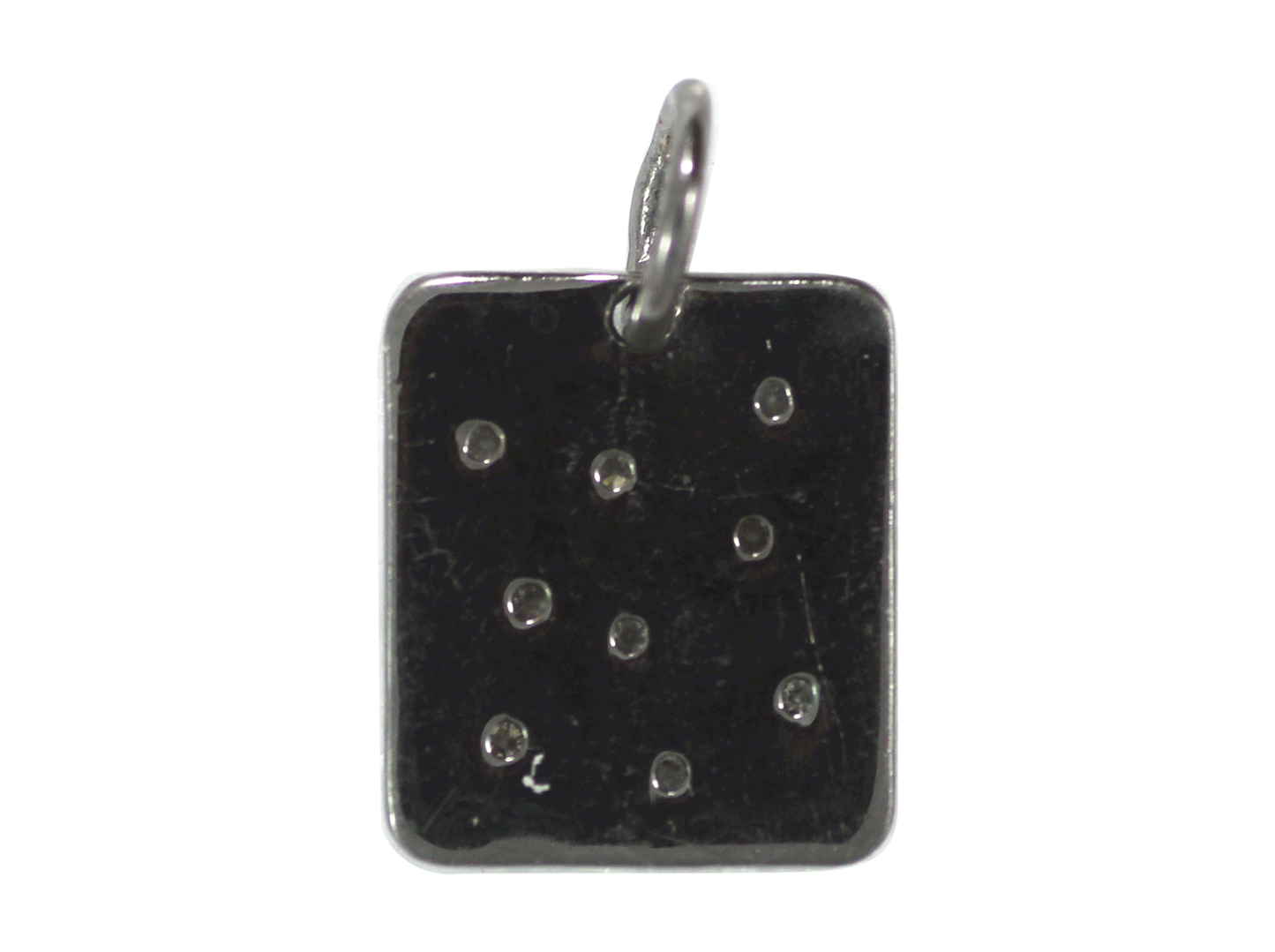 Rectangle Silver Pave Diamond Pendant