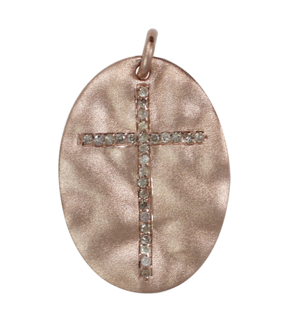 Oval Diamond Pendant .925 Oxidized Sterling Silver Diamond Pendant
