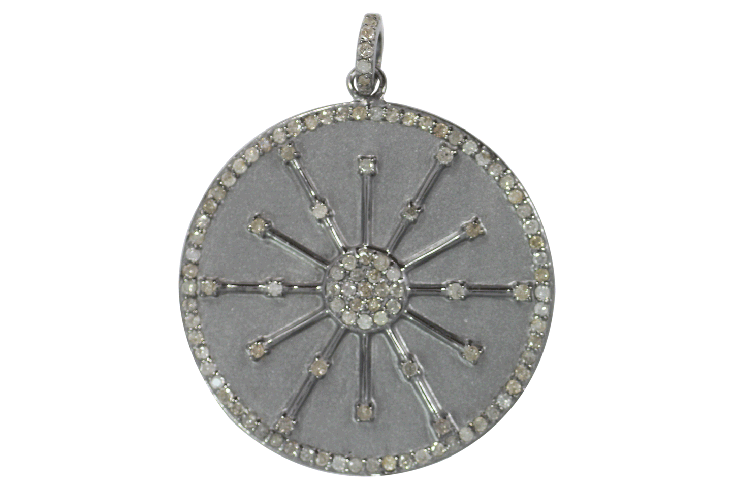 Round Shape Silver Pave Diamond Pendant