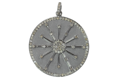 Round Shape Silver Pave Diamond Pendant