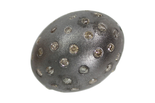 Oval Diamond Bead .925 Oxidized Sterling Silver Diamond Beads, Genuine handmade pave diamond Beads Size Approx 12x15 MM