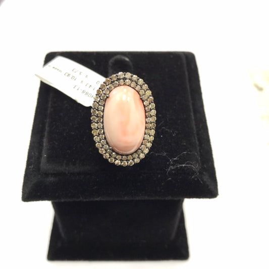 Oval Diamond Ring with Gemstone
