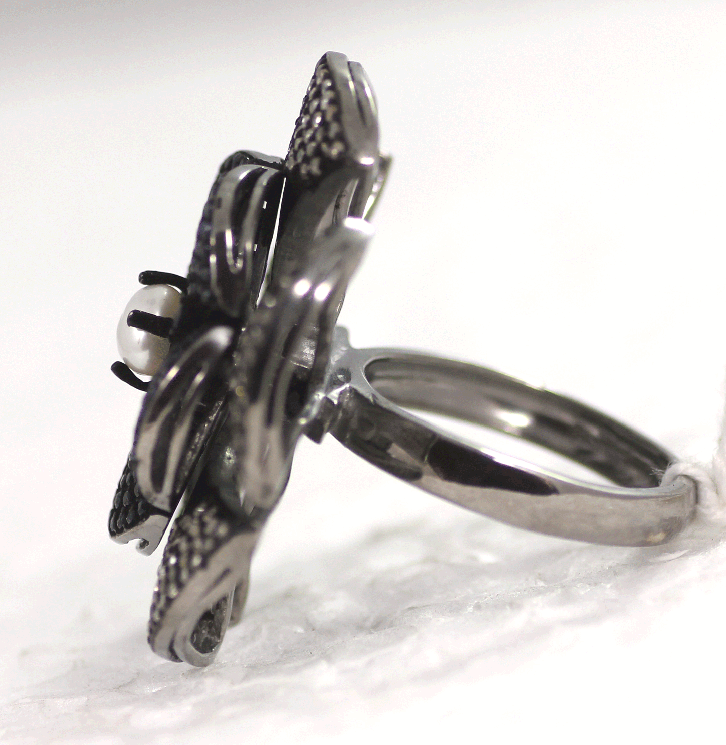 Silver Pave Diamond Ring .925 Oxidized Sterling Silver Diamond Ring, Genuine handmade pave diamond Ring Size Approx 1.40"(35 MM)