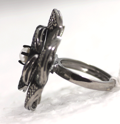 Silver Pave Diamond Ring .925 Oxidized Sterling Silver Diamond Ring, Genuine handmade pave diamond Ring Size Approx 1.40"(35 MM)