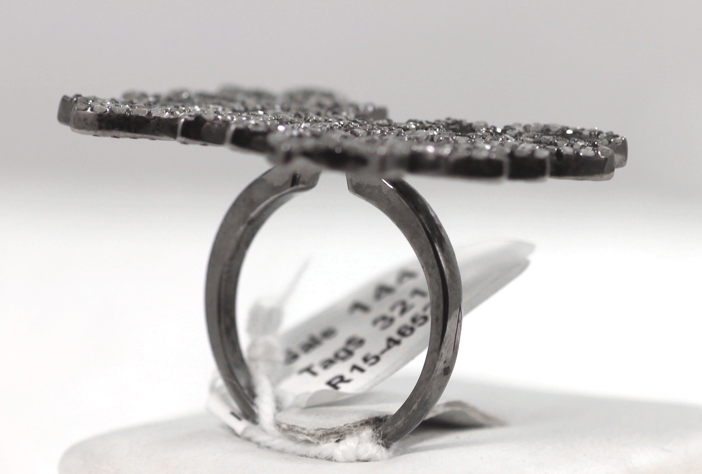 Butterfly shape Pave Diamond Ring .925 Oxidized Sterling Silver Diamond Ring, Genuine handmade pave diamond Ring Size Approx 1.60"(35 x 40 MM)