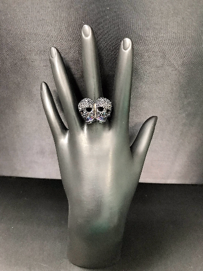 Black Spinel Ring .925 Oxidized Sterling Silver Black Spinal Ring, Genuine handmade pave Black Spinal Ring Size Approx(23x24 mm)
